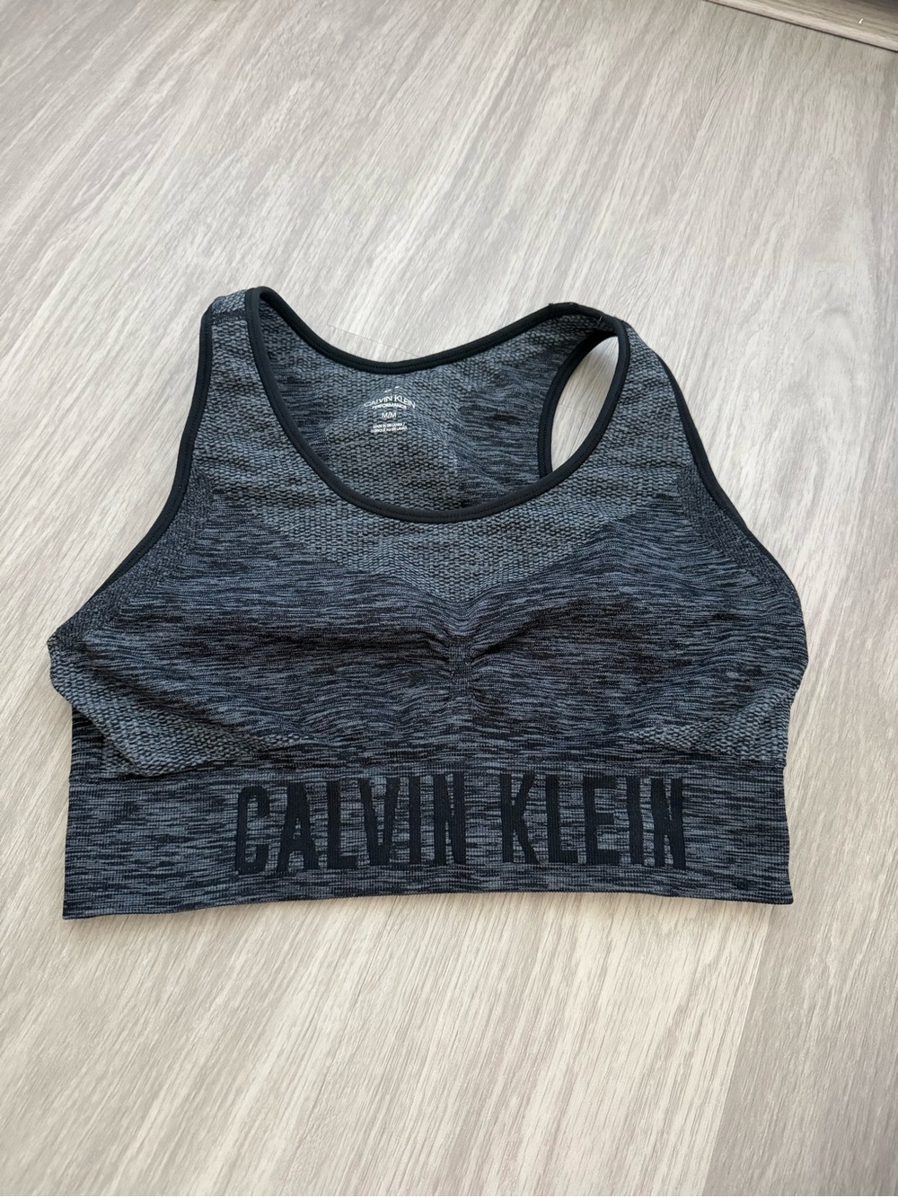 Calvin Klein Black & Grey Seamless Racerback Sports Bra